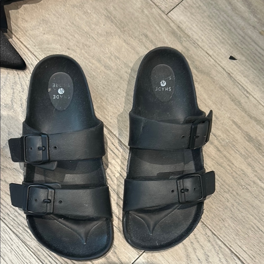 Shade Black Double Strap Sandals